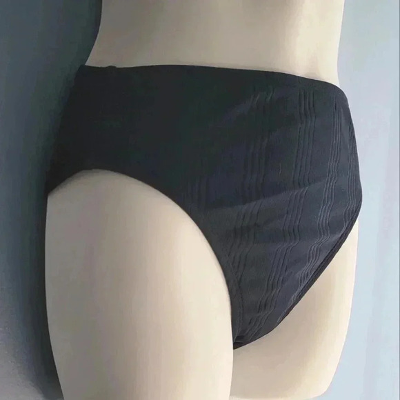 NWT NAUTICA Navy Cadet Blue with textured stripe Swim Bikini Bottom Size 10 - Picture 3 of 5